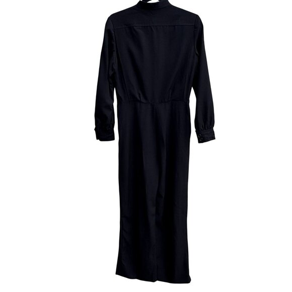 Neiman Marcus Ciao Vintage Womens Black Wool Wide Leg Military Style Jumpsuit 10 - Picture 4 of 11